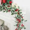 Plastic Holly Berry Garland Set 2 Pieces 94 49 inch Lifelike and Flexible Holiday Decoration for Home and Events