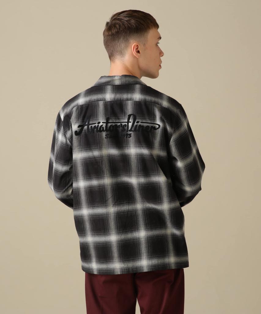 Avirex Long Sleeve Cotton Linen Ombre Size M Size Size OMBRE SHIRT Men's Shirt, (010), Black, 783-3120014, A/DINER/L/S C/L