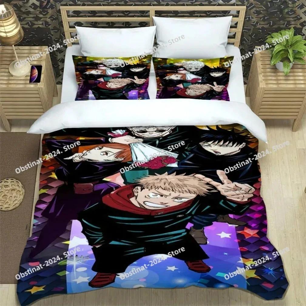 Japanse Anime Tieners Cadeaus Jujutsu Kaisen Beddengoed Set Satoru Gojo Beddengoed Dekbedovertrek Kussensloop Laken Dekbed Volledig