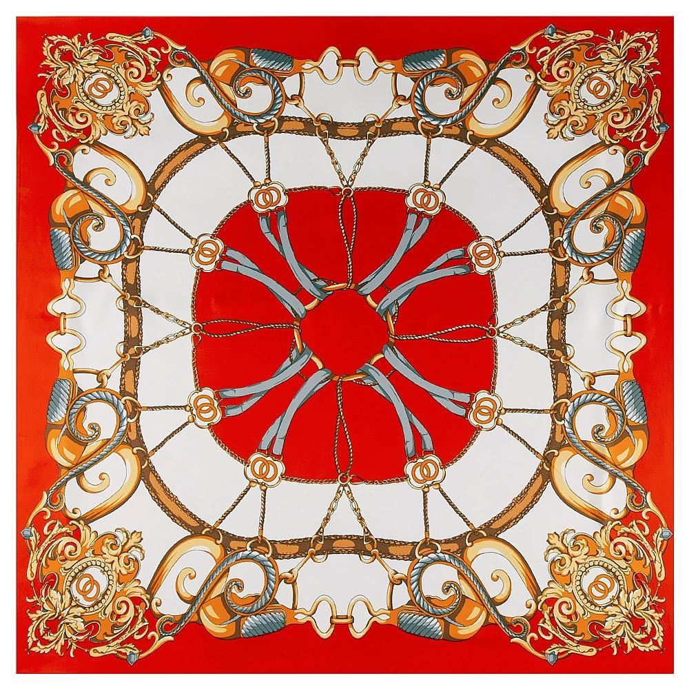 130cm European Retro Palace Printing Square Scarf Women Multi-Purpose Imitation Silk Four Season Travel Scarf and Shawl