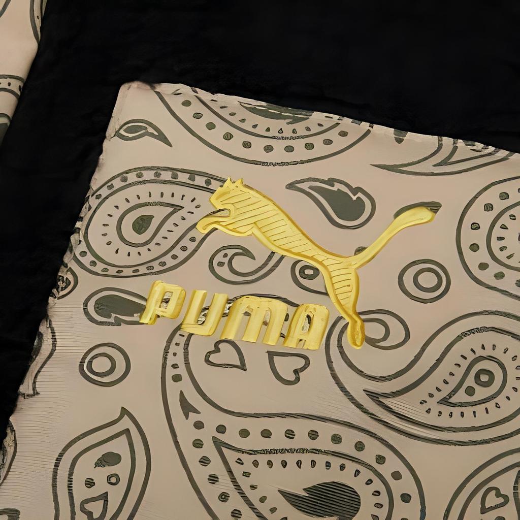 Puma Paisley Cashew Flower Spliced Pocket Faux Lambswool Fleece Collar Jacket Unisex Jacket Black White 534984-56