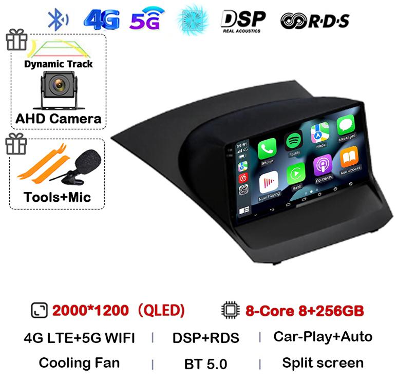Android13 Carplay Auto For Ford Fiesta Mk 6 2009 2010 2011 2012 2013 2014 -2018 Multimedia Car Radio Player WIFi+4G DSP GPS 2DIN