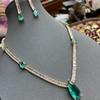 Hole Blue Water Drop Necklace Zircon Luxury Fashion Women'S Necklace Earrings Set Jewelry