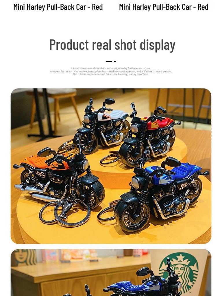 Kluczyk z brelokiem-zabawką motocykla Harley, z mechanizmem pull-back