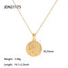 Youthway Stainless Steel Coin Pendant Necklace Autumn/Winter Metal Texture Pendant Waterproof Women's Jewelry