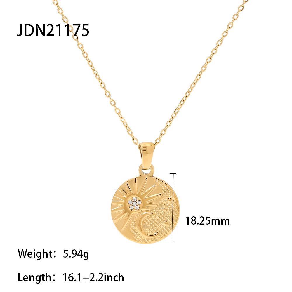 Youthway Stainless Steel Coin Pendant Necklace Autumn/Winter Metal Texture Pendant Waterproof Women's Jewelry