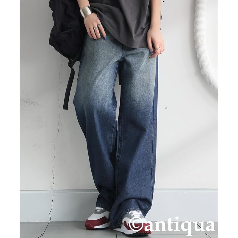 [antiqua] [Antica] Over Dye Denim Ladies Bottoms EP-00189 Medium 32 Blue