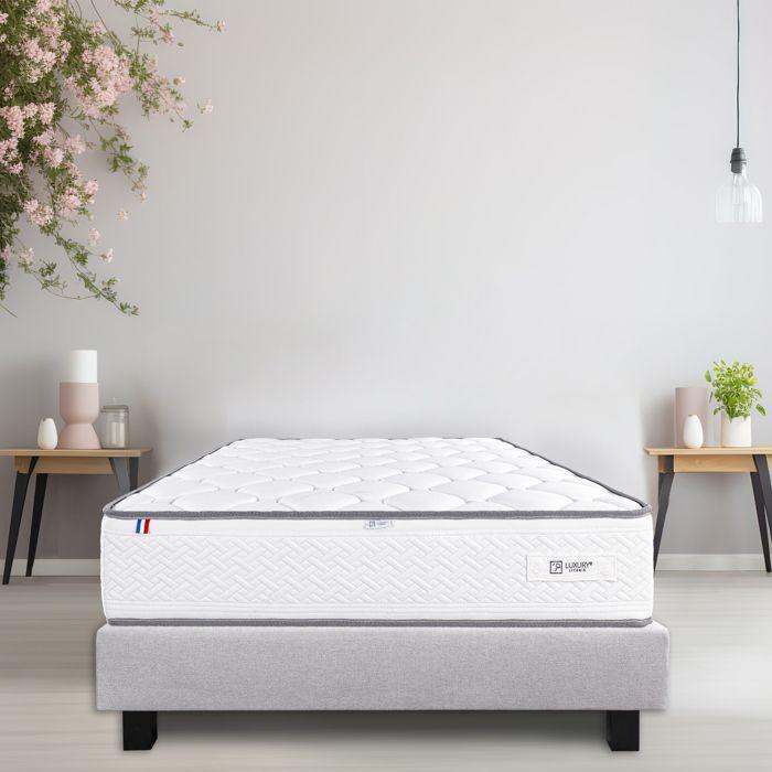 Mattress Set 140x190 Cm, Iris, 20 Cm, Memory Foam, Firm, Summer/winter Side + Gray Base 20 Cm Thick