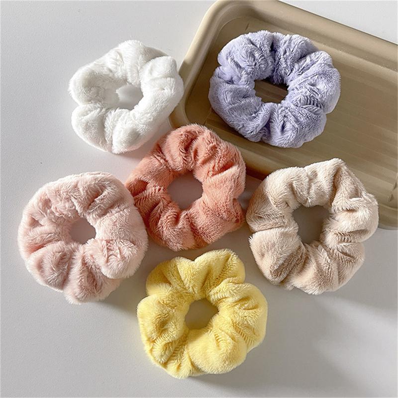 Winter Warme Weiche Haar Scrunchies Frauen Nette Plüsch Elastische Multicolor Gummi