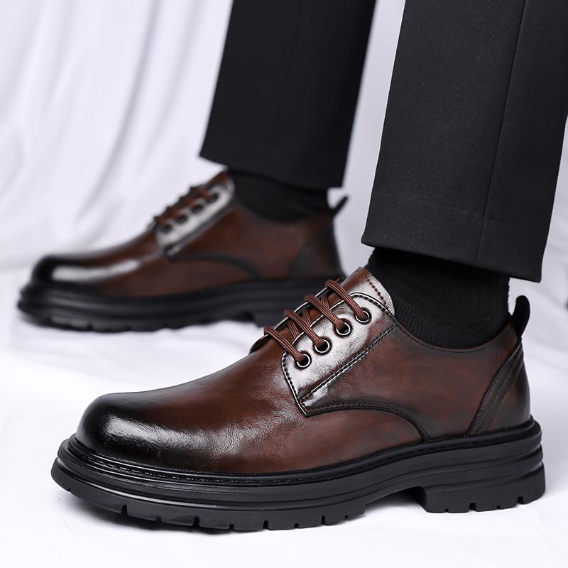Men's luxury leather shoes Classic casual style Party Business Office Outdoor fashion thick soled shoes Lace up Derby New