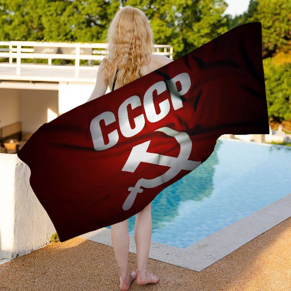 CCCP USSR Soviet Microfiber Printed Beach Towel Mountain Climbing Yoga Beach Swimming Running Absorbent Soft Towel