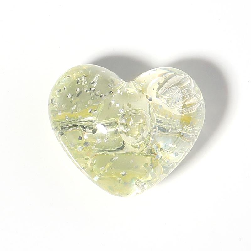 10Pcs/Lot 24×20mm Acrylic Beads For Jewelry Production Colored Heart Shape Hole Size 3.8mm Beads Diy Handmade Charm Headrope