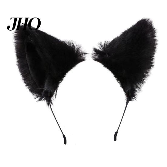 Tiara Ajustável Orelhas de Gato de Pelúcia Cosplay Festa Halloween Feito à Mão Leve Aro de Cabelo Adereço para Fotografia de Ambiente Festivo