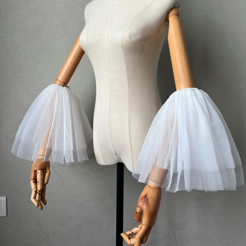 Detachable Tulle Puff Sleeve Arm Warmers – Off-Shoulder Bridal Accessory for Wedding, Photo Shoot & Evening Gown