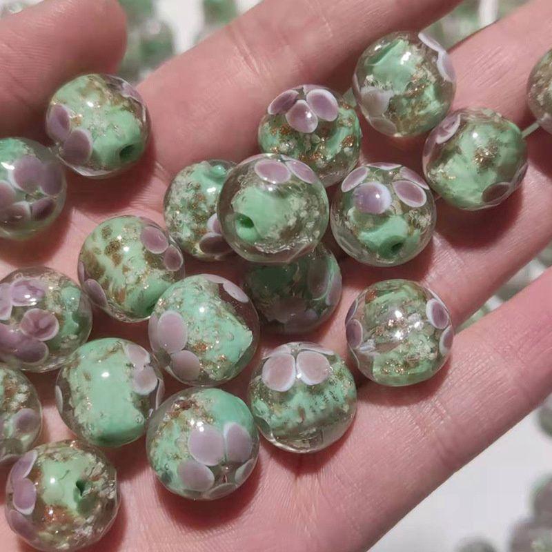 

Украшения ручной работы из муранского стекла для женщин, оптовая продажа, изготовление бусин своими руками, цветочные прозрачные круглые стеклянные бусины, лэмпворк 12mm