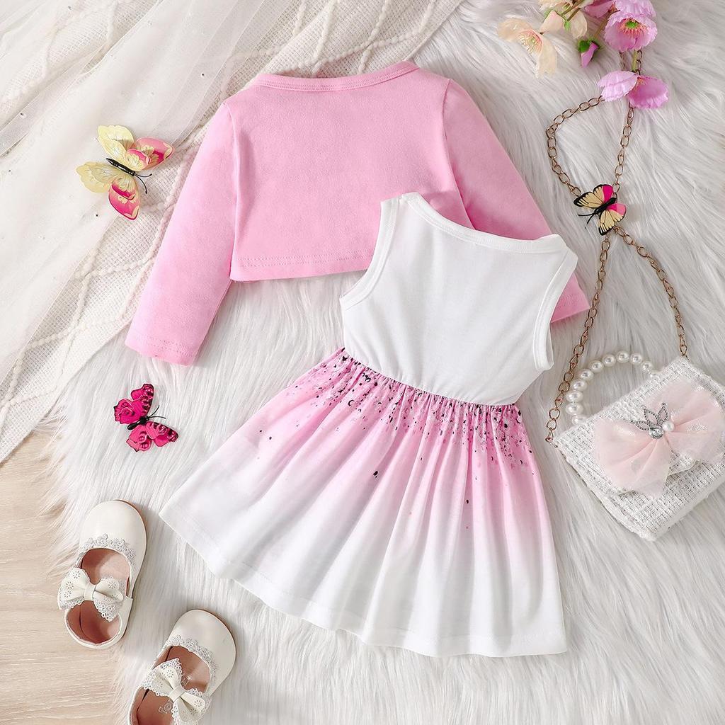 Vestiti per bambine 3M-5Y, modelli primaverili e autunnali, abito scialle, abito colorato con collo alto e giacca tinta unita, abito da bambina in due pezzi