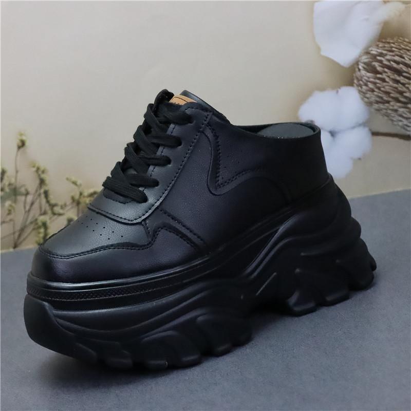 Fashion Muffin Thick Soled Women's Shoes 12CM Spring and Summer New Style Non Heel Inner Heightening Casual Shoes Women Vulcanized Shoes