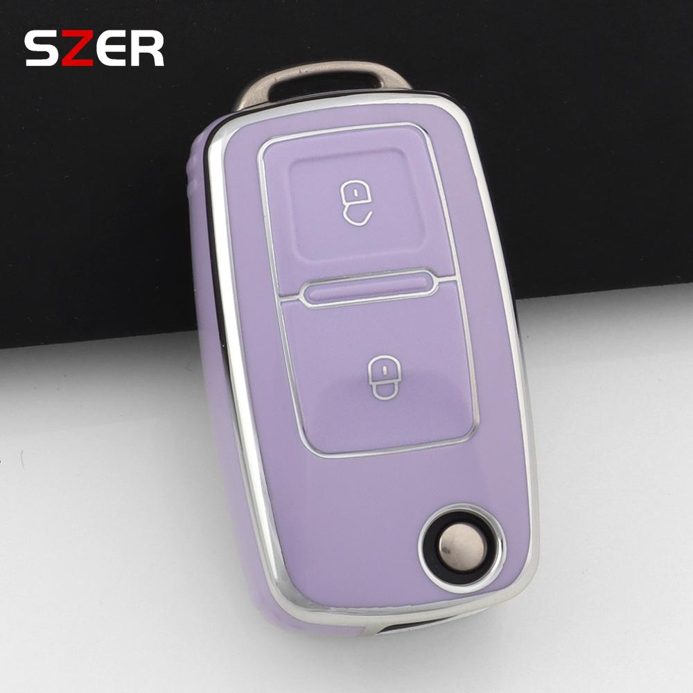Pink Tpu Car Key Case Cover Shell For Vw Volkswagen Mk4 Bora Golf 4 5 6 Jetta Passat Polo Touran Skoda Octavia Seat 2 3 Buttons
