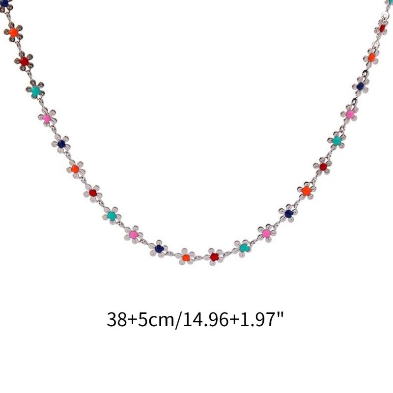 Beaded Flower Choker Necklaces for Women Bohemian Handmade Necklace Teen Girls Beach Necklace Chain Jewelry Accessories