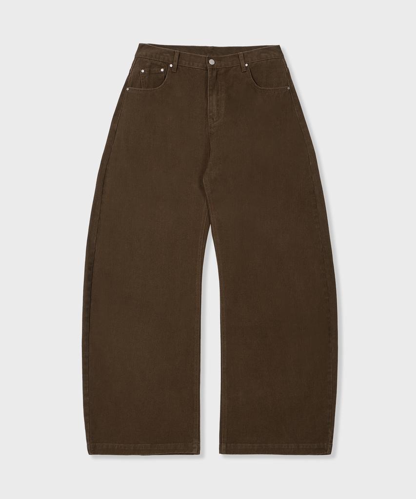 GLW High Curved Wide Cotton Pants Brown