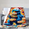 Sesame Street Cookie Monster Christmas Blanket - Festive Plush Throw Featuring Joyful Cookie Monster in Santa Hat Holding Colorf