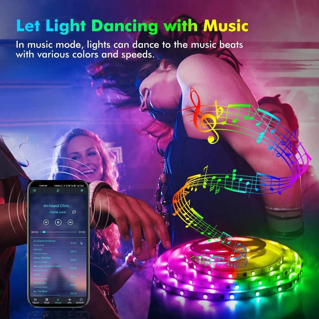 5M RGB LED Strip Light SMD 5050 USB Remote&APP Control Bluetooth Flexible Tape Diode Ribbon for TV Backdrop Living Room Bedroom