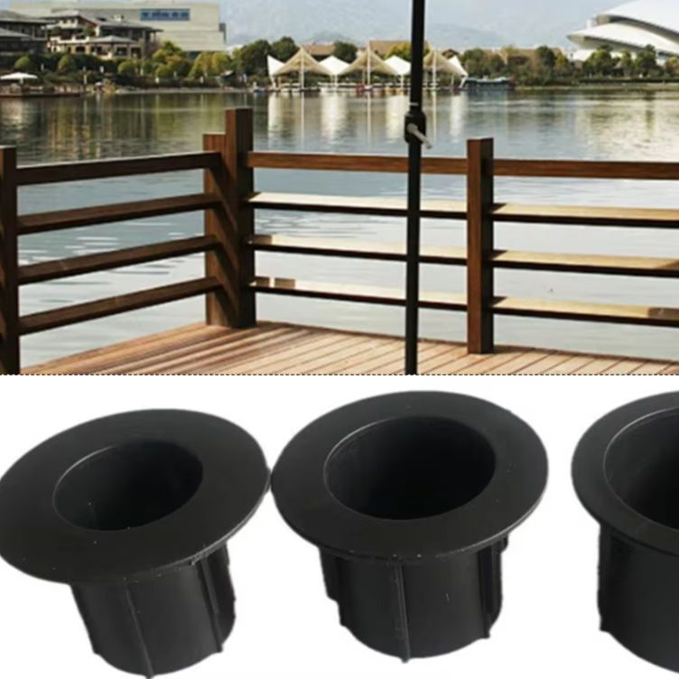 3pcs Patio Umbrella Hole Insert Set Black PP Sleeve For 28-48mm Poles To Reduce Wobble And Enhance Table Stability
