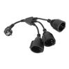Power Cable Splitter 3 Outlet Adapter Extension Cord for Home Kitchen Office Maximum 16A 1.5mm² Black EU Plug