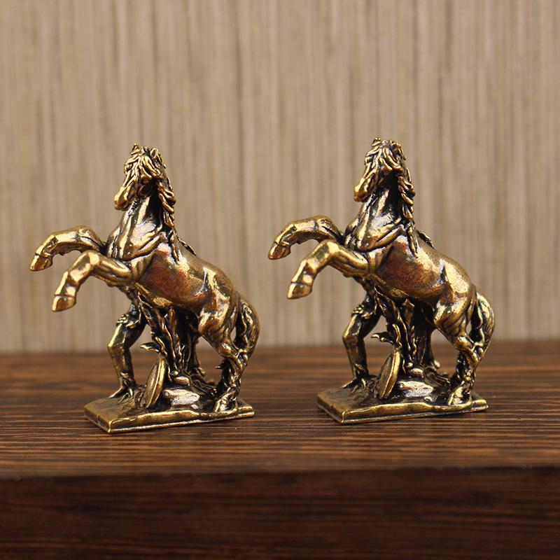 1PC Bronze Horse Statue - Chinese Zodiac Home Decor Metal Craft Living Room Tea Table Sculpture