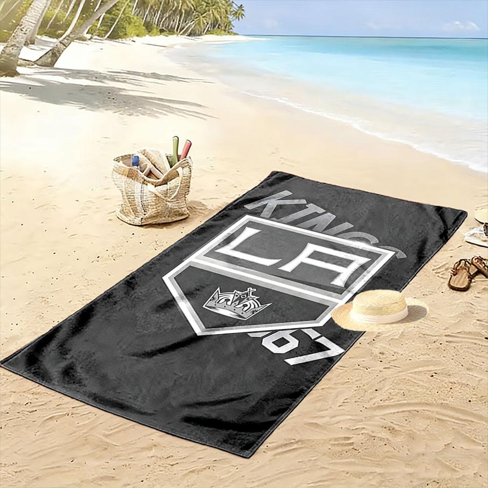 "LA Kings Logo with Crown Design" Patterned beach towel quick dry perfect for travel outdoor sports jogging the beach and swimming