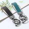 Fashionable Anti-Lost Color Block Metal & Leather Keychain Pendant Unisex Accessory