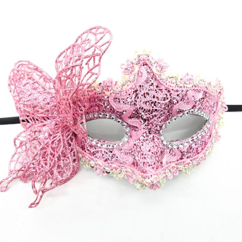 Benátská maska motýla pro ženy Maškarní maska Halloweenská párty maska s držákem Půlmaska Mardi Gras maska