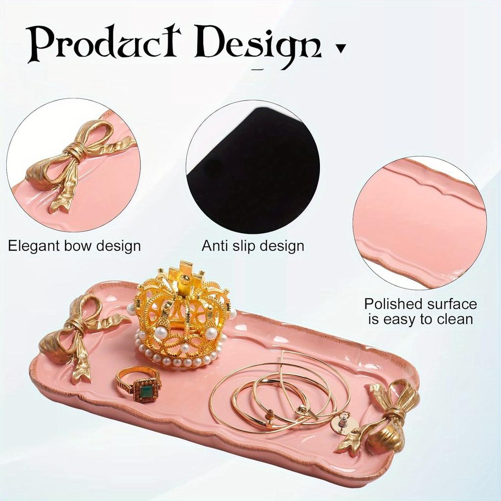 Piece Bow Tray Fruit Dessert Tray Resin Craft Cake Jewelry Storage Tray Party Decoration Tableware Candy Tray Organizer Tools