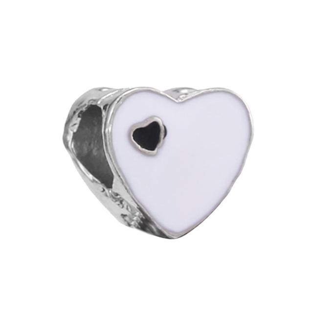 4pcs Sale Romantic Style Enamel Love Heart Charms Beads Fit Original Bracelets Necklaces For Women Girlfriend Jewelry Making