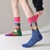 Unisex A/B Style Asymmetrical Cartoon Mid-Calf Cotton Socks