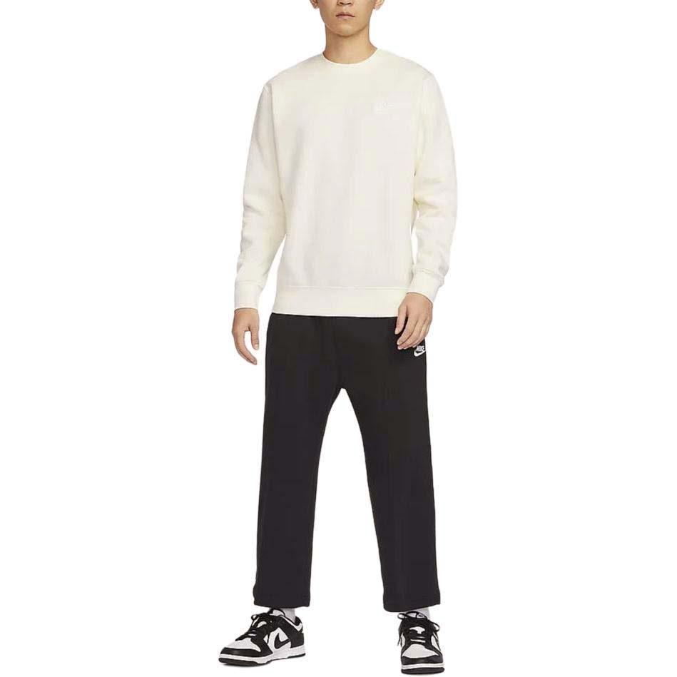 Nike Sportswear Club Fleece Solid Color Crew Neck Casual Fleece Lined Without Hood Sweatshirt Men's Sail White BV2663-133