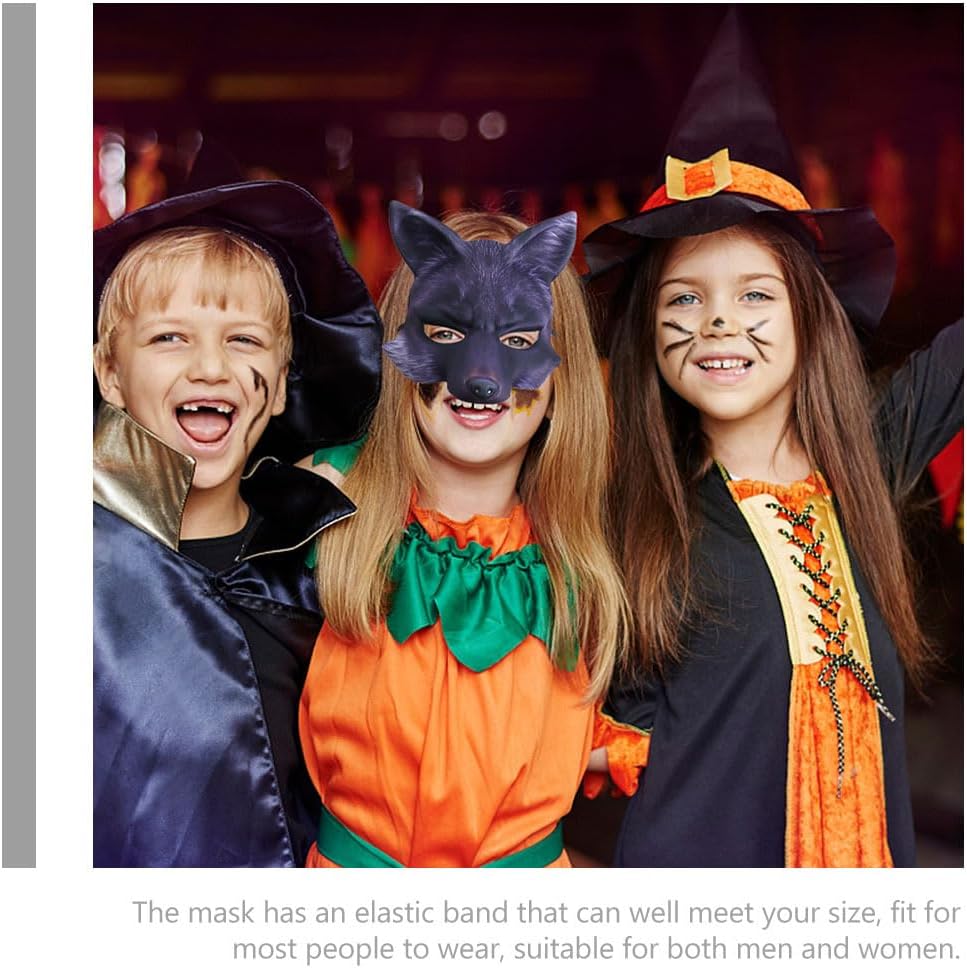 Breathable EVA Fox Half Mask Halloween Animal Cosplay Prop White Fur Effect Party Masquerade Lightweight Face Cover