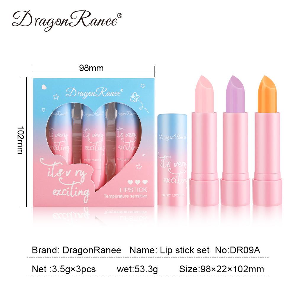 3pcs/pack Dragon Ranee Thermochromic Hydrating Lip Stain & Lip Stick Long-Lasting, Smudge-Proof & Nourishing