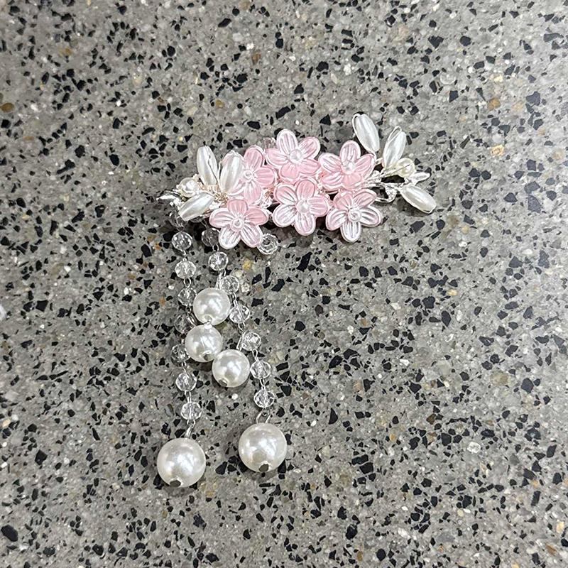 1Pcs Flower Hair Clips For Women   Pearl Tassel Bb Clips Trendy Barrettes Hair Accessories