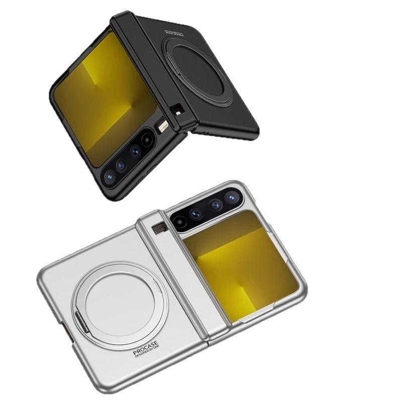 Slim Magnetic Phone Case With Built-in Ring Stand Full Coverage Shockproof PC Cover Purax Foldable Smartphone Matte
