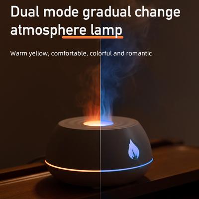 130ml USB Essential Oil Diffusers Simulation Colorful Flame Aromatherapy Machine Type-c Charging Gift for Family Home Office Use