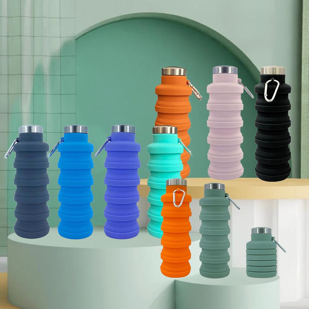 Collapsible Silicone Water Bottle, Leakproof Portable Sports Bottle for Travel & Hiking