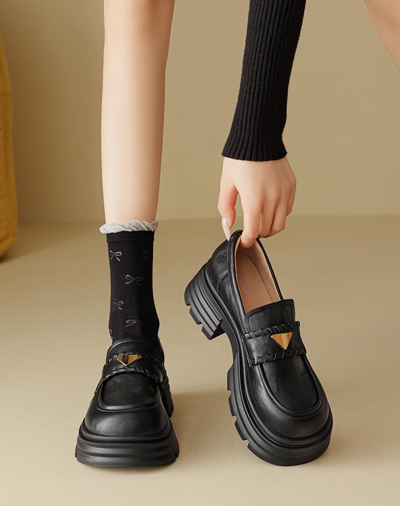 Augusden Women's Brown Loafers 2025: Stylish Autumn/Winter JK Leather Shoes in British Style