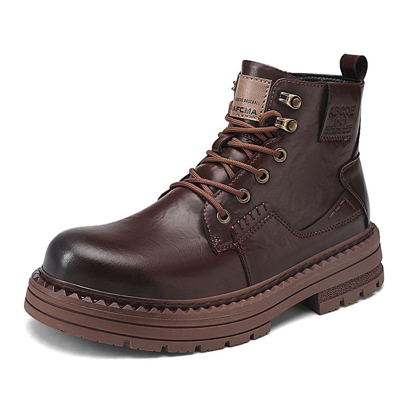 Men's Retro High-Top Martin Boots – Lightweight, Breathable, British Style Motorcycle and Work Boots for Autumn/Winter.
