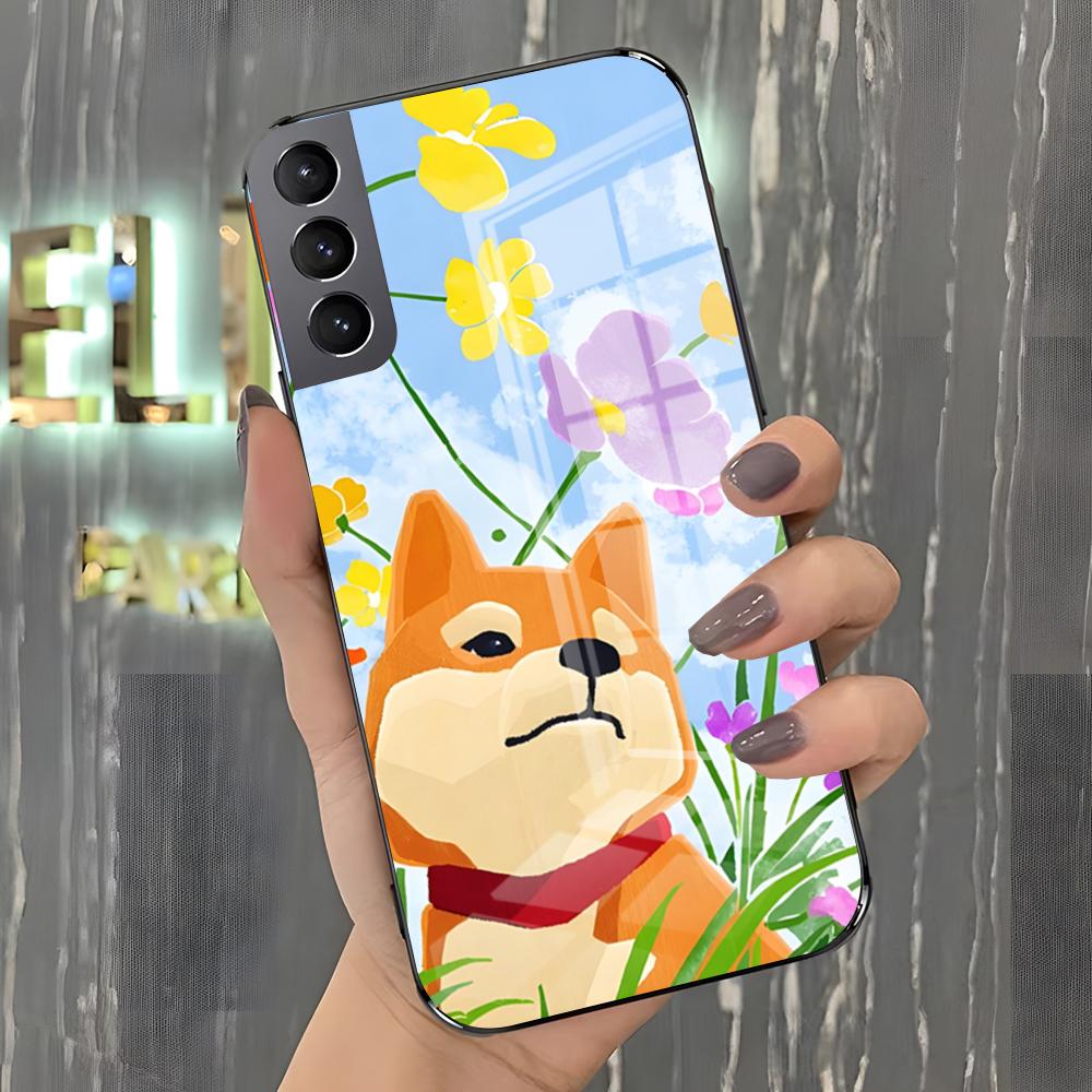 Cute Shiba Inu Phone Case For Samsung A25 A13 A33 5G A54 A36 A35 A56 A52 A14 Shockproof Glass Cover