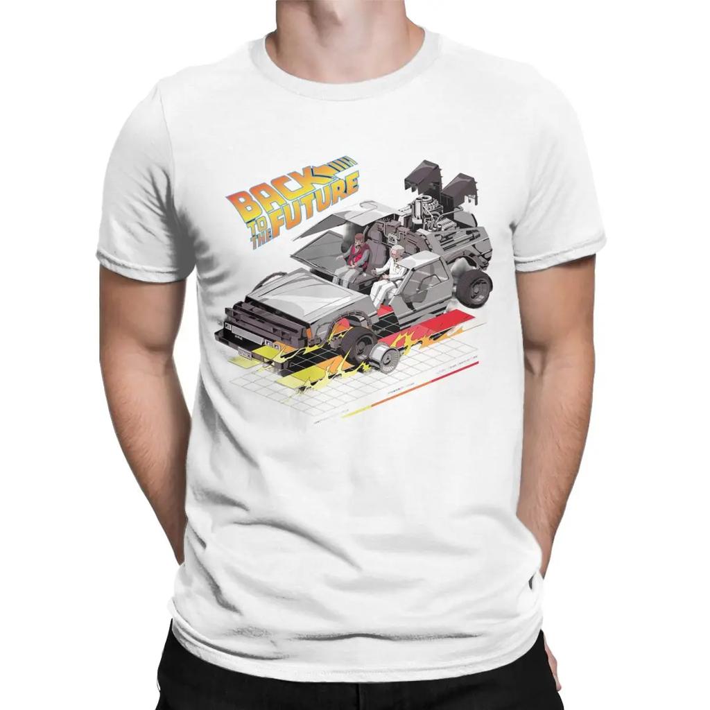 Funny Back To The Future Retro T-Shirts for Men Crew Neck Pure Cotton T Shirt Short Sleeve Tee Shirt Summer Clothing