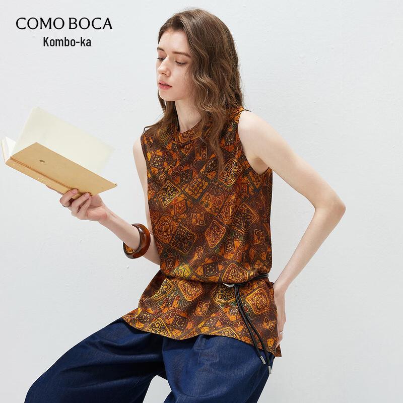 Komeng Boka Women s New Chinese Style Mulberry Silk Long Vest 2XL