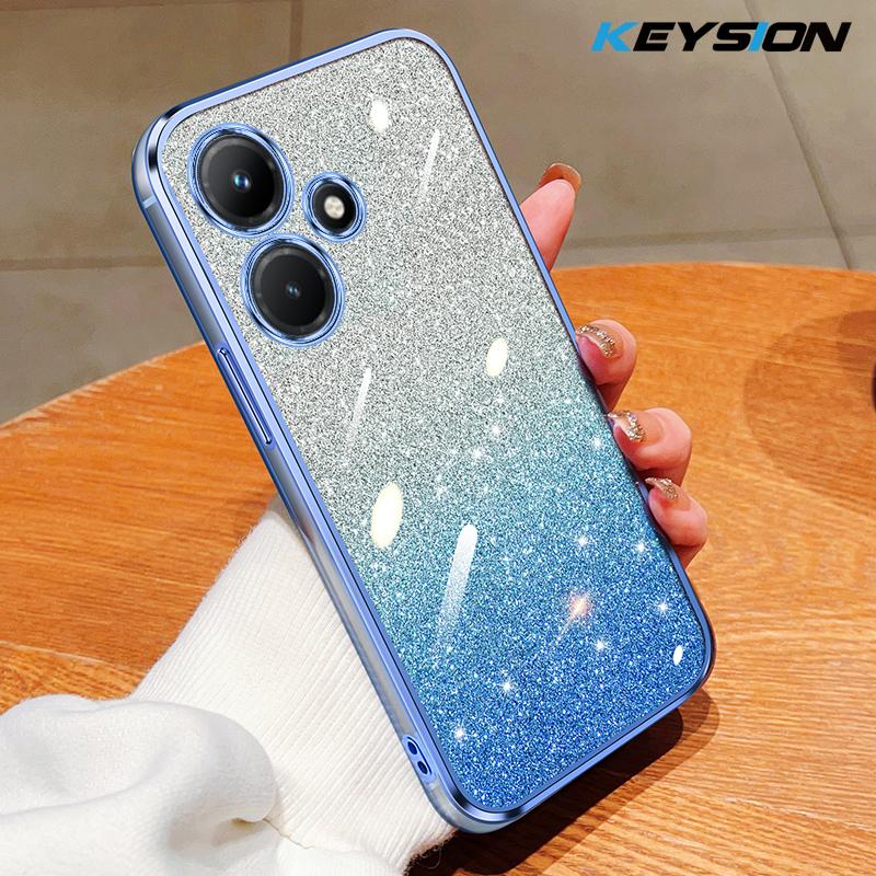KEYSION Luxury Plating Glitter Phone Case for Infinix Hot 30i 30 Transparent Soft TPU Shockproof Back Cover for Infinix Hot 30 30i