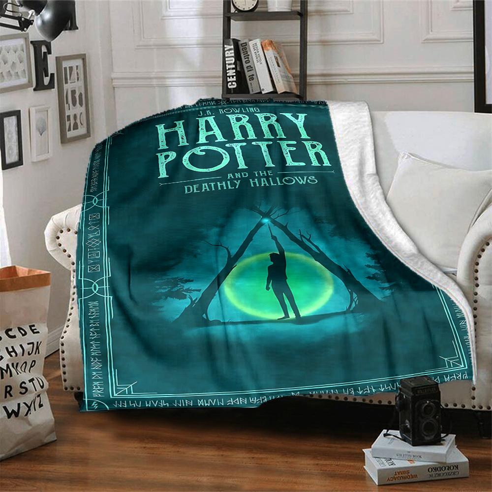 1pc Harry Potter Flannel Throw Blanket - HD Printed Lightweight Soft Warm All-Season Blanket for Sofa, Bed, Travel, Camping 040