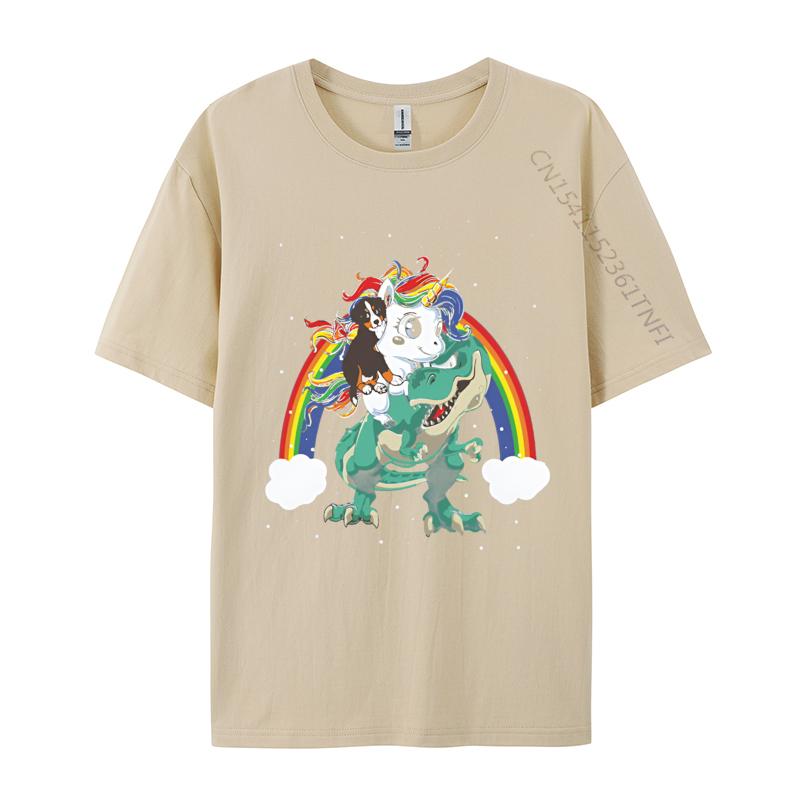 Mode Lässiges T-Shirt Berner Sennenhund Einhorn Reiten Dinosaurier T-Shirts Locker Sitzend Brüder Herren T-Shirt